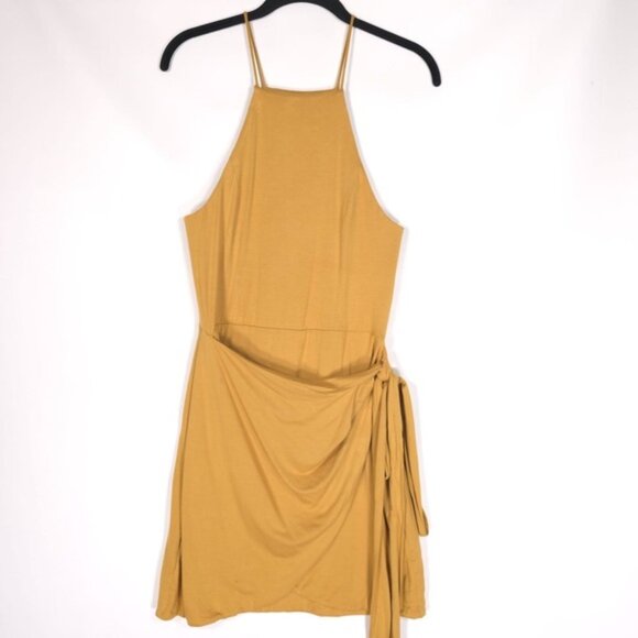House of Harlow 1960 x Revolve Gold Rya Mini Dress SMALL Tie Waist‎ Soft Rayon - Picture 3 of 11